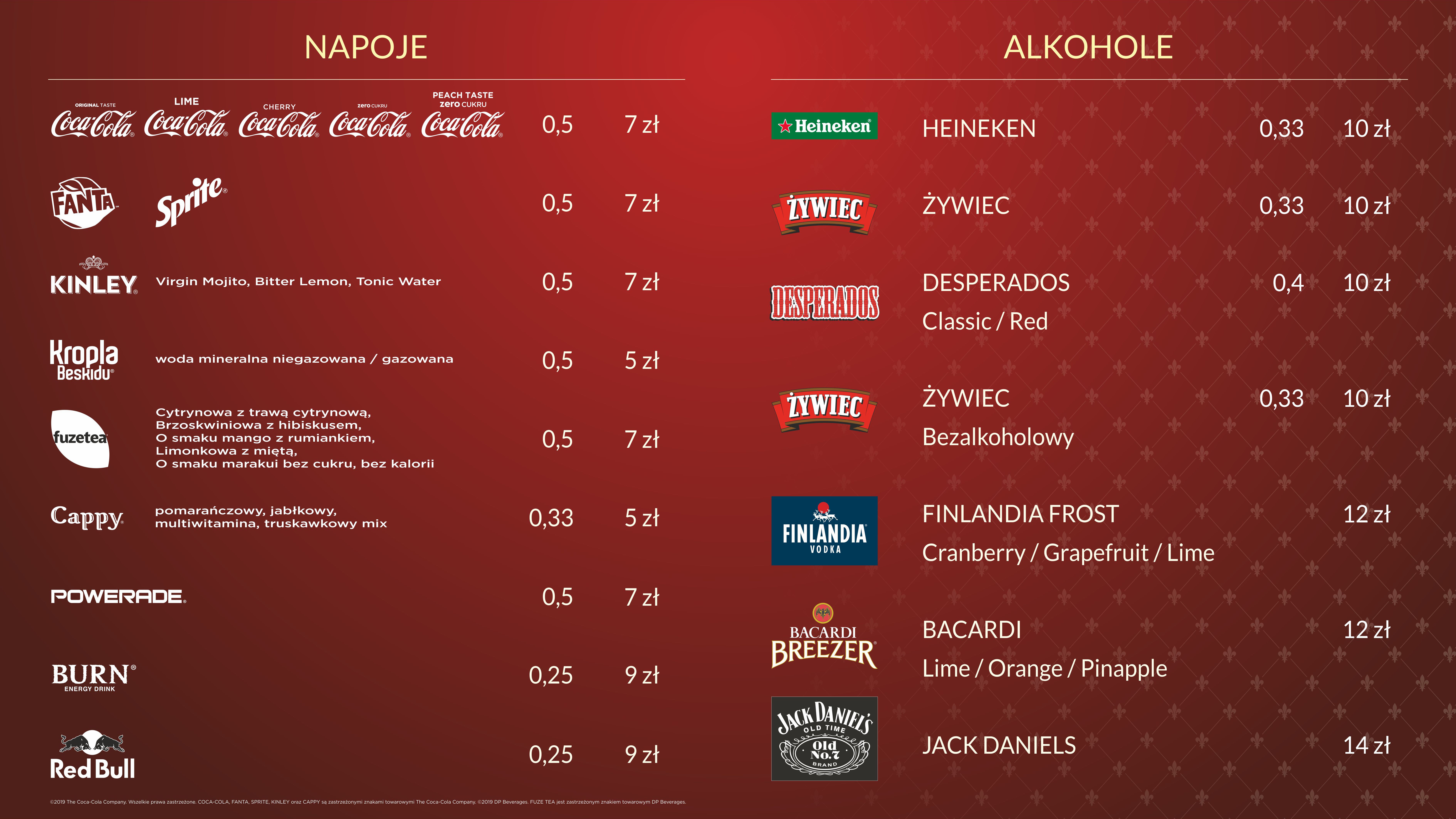 KARTING menu napoje